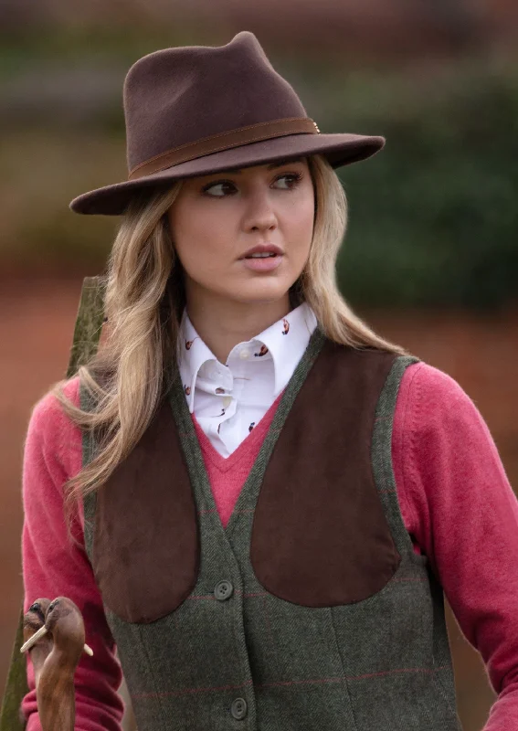 Combrook Ladies Tweed Shooting Waistcoat In Heath - Regular Fit