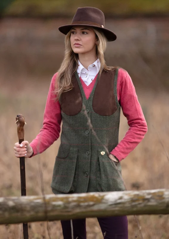 Combrook Ladies Tweed Shooting Waistcoat In Heath - Regular Fit