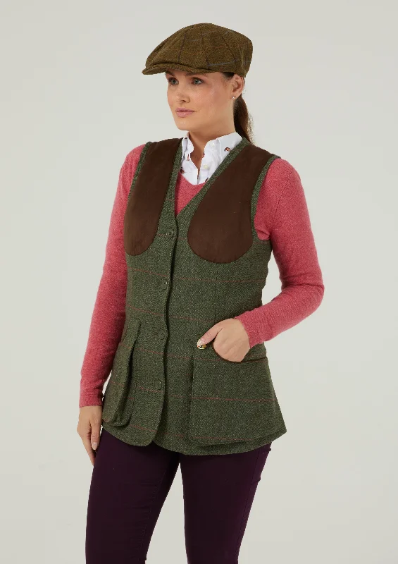 Combrook Ladies Tweed Shooting Waistcoat In Heath - Regular Fit