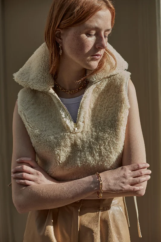 Cream Shearling Bib