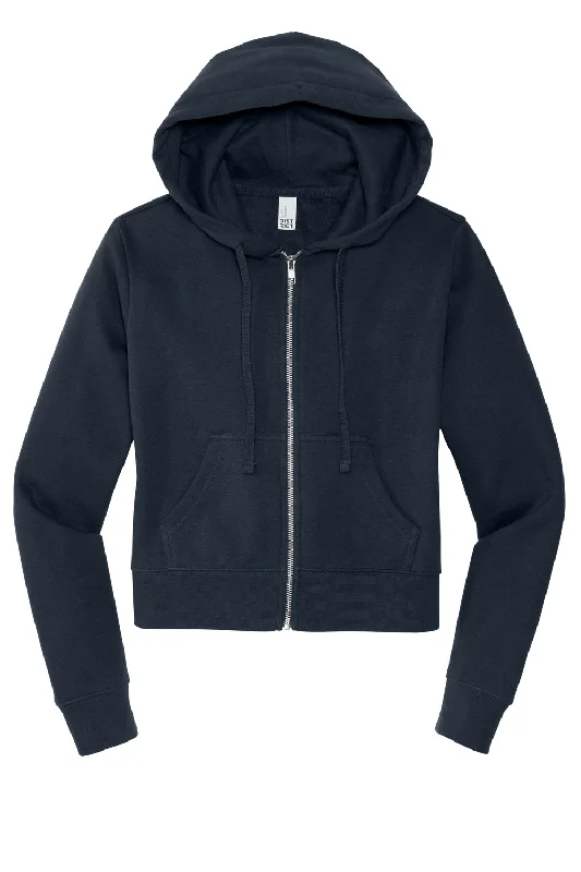 District Womens V.I.T. Fleece Full Zip Hooded Sweatshirt Hoodie - New Navy Blue