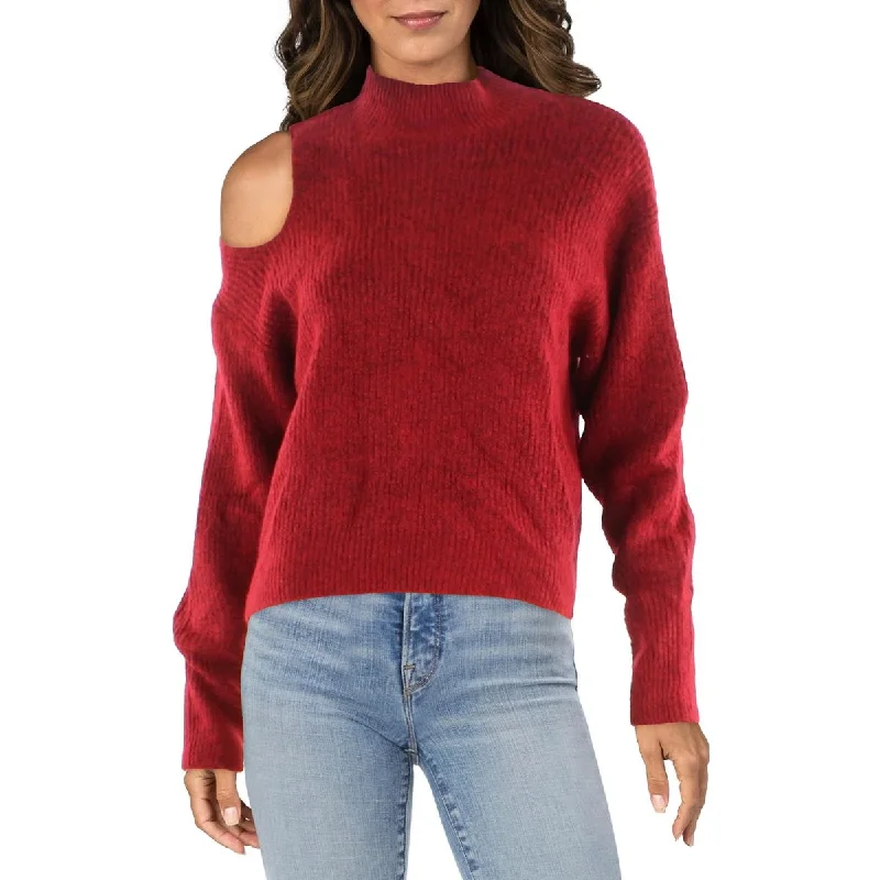 DKNY Womens Knit Cut-Out Mock Turtleneck Sweater