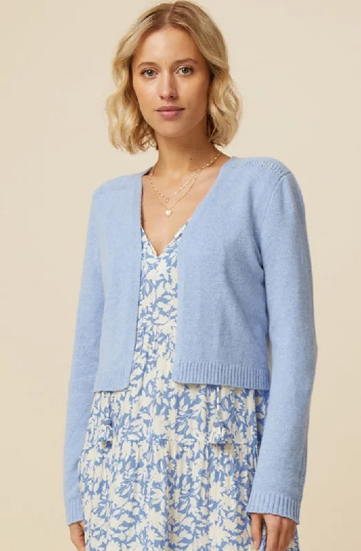 100% Merino Wool Edge To Edge Cardigan | Pale Blue