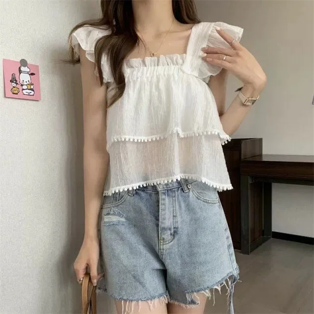 French Super Fairy Sweet Short-sleeved T-shirt For Women Summer New Style Fresh Hot Girl Style Slim Shirt Top