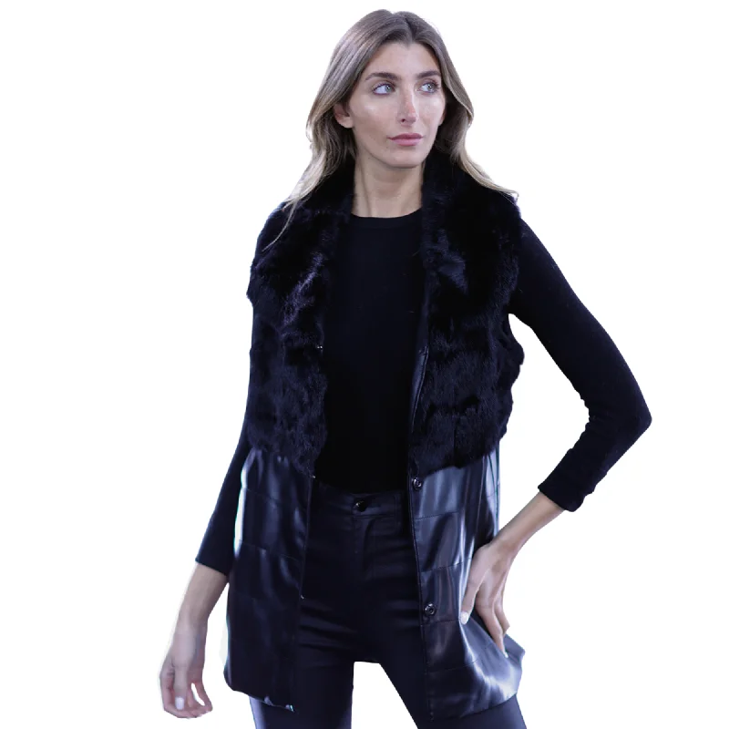 Fur Vest- Black