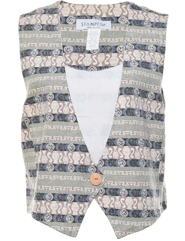 Geometric Pattern Pastel 1990s Waistcoat - M