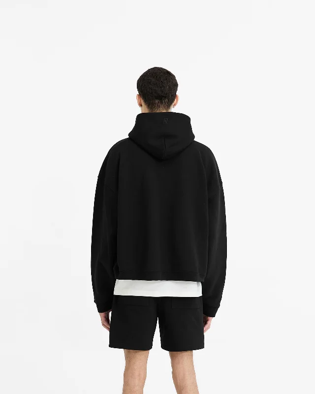 Initial Boxy Hoodie - Black