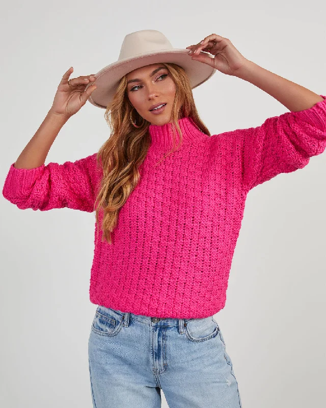 Kerri Textured Mock Neck Knit Sweater