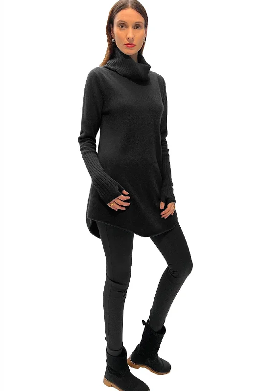 Black Cashmere Polo Neck