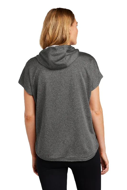 New Era Womens Performance Terry Short Sleeve Hooded Sweatshirt Hoodie - Heather Graphite Grey