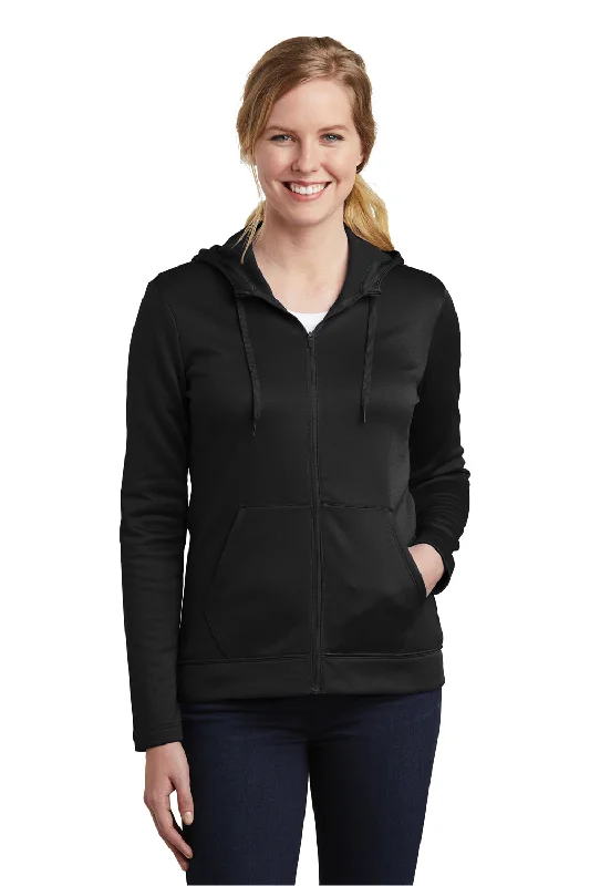 Nike Womens Therma-Fit Moisture Wicking Fleece Full Zip Hooded Sweatshirt Hoodie - Black