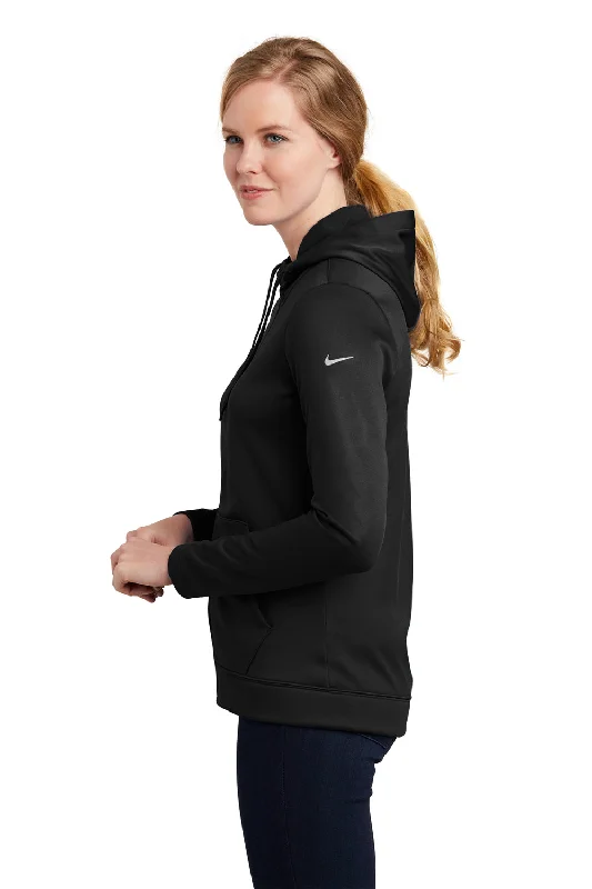 Nike Womens Therma-Fit Moisture Wicking Fleece Full Zip Hooded Sweatshirt Hoodie - Black