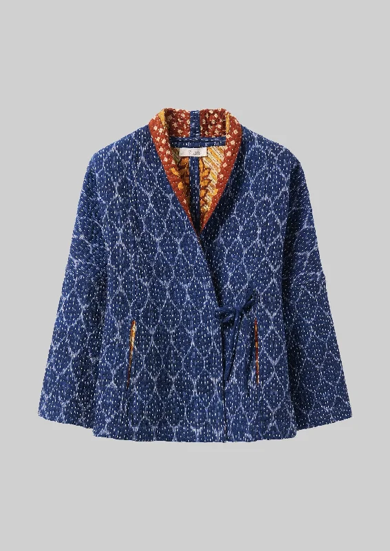 Repurposed Ikat Kantha Jacket | Blues