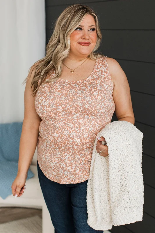 So Much To See Floral Tank Top- Dusty Peach