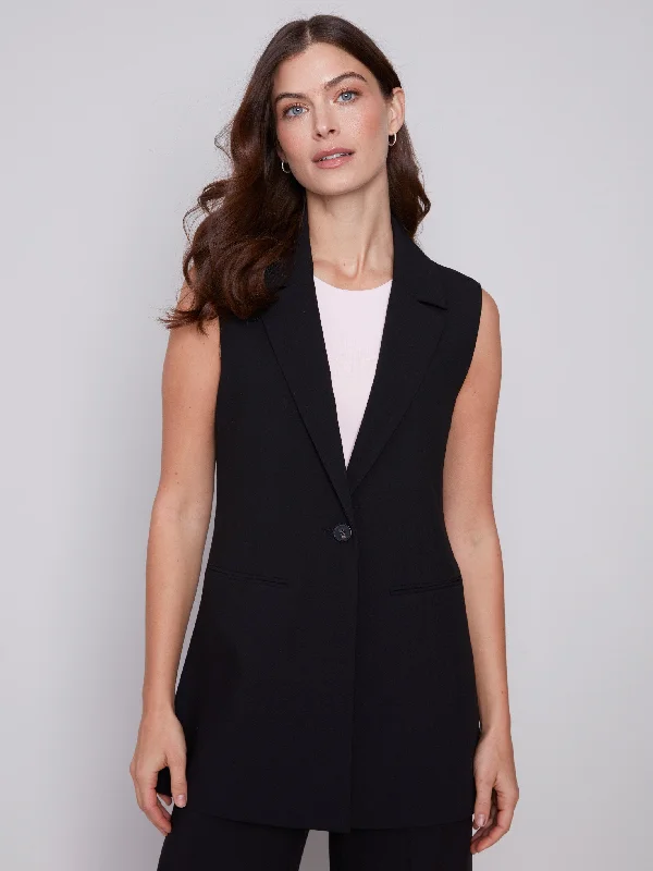 Tailored Blazer Vest - Black