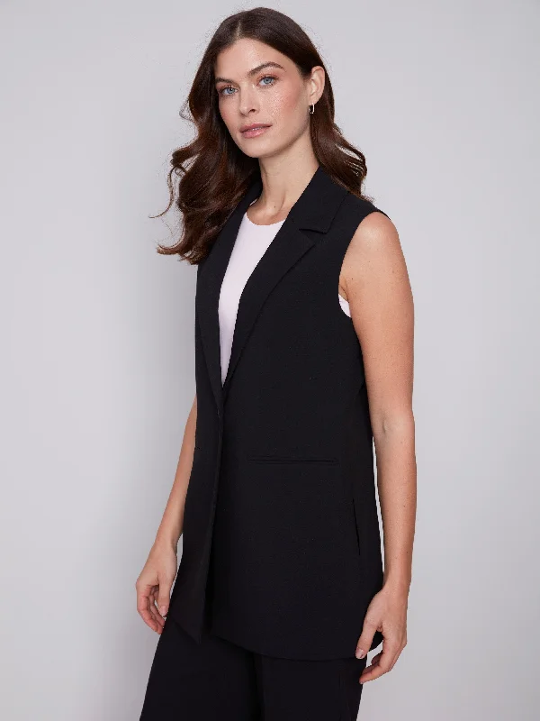 Tailored Blazer Vest - Black