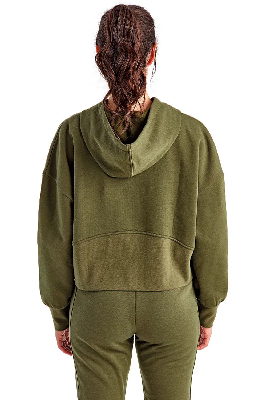 TriDri Womens Alice 1/4 Zip Hooded Sweatshirt Hoodie - Olive Green