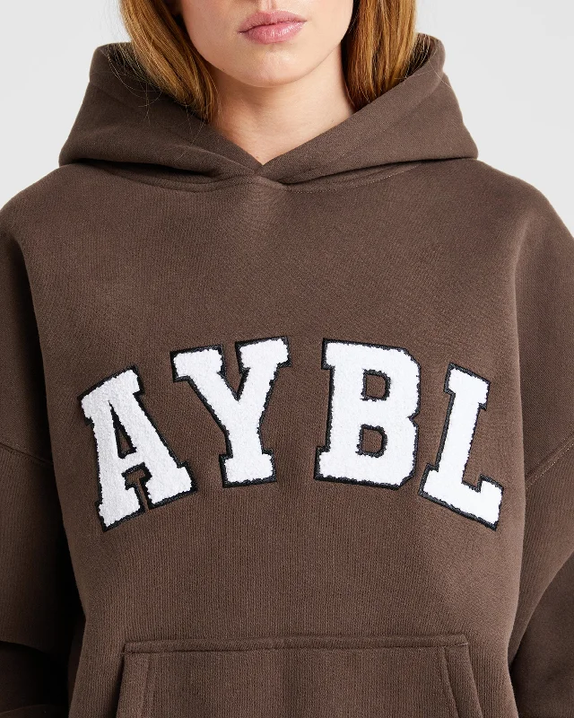 Varsity Oversized Hoodie - Brown