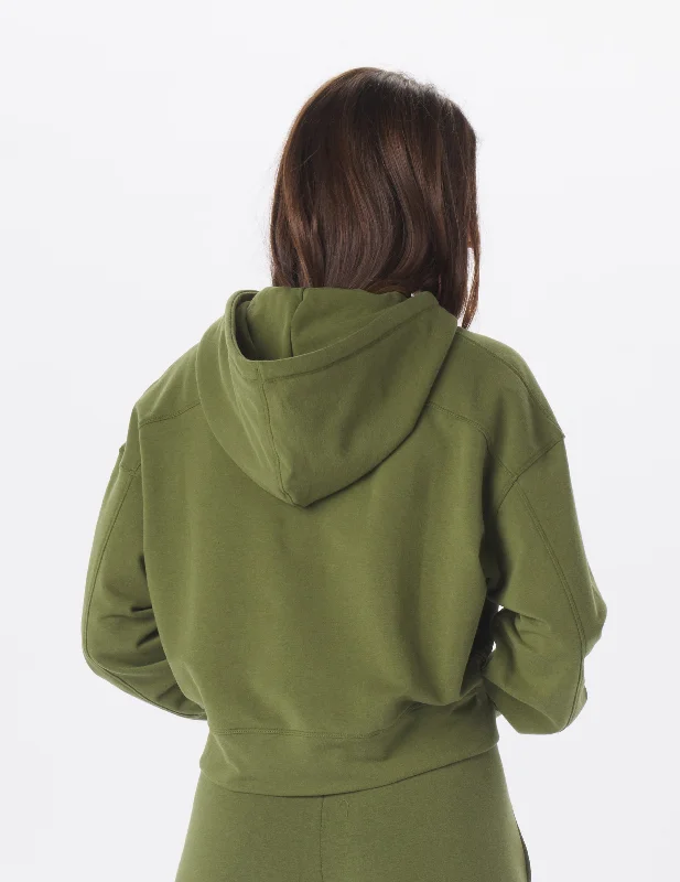 Vintage Oversized Cropped Hoodie: Chive