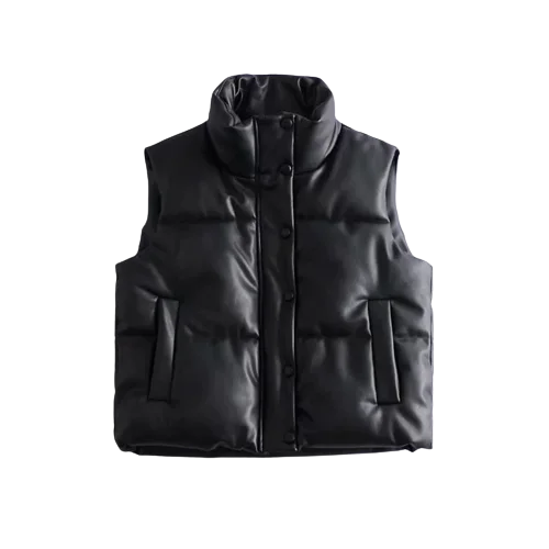 Womens Caroline Genuine Lambskin Leather Puffer Vest