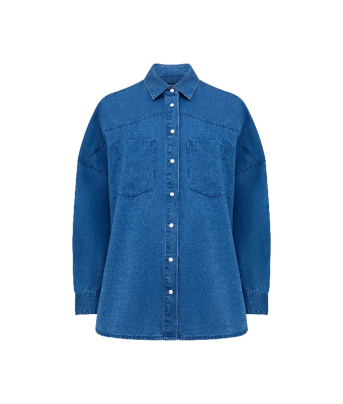 Zaves Chambray Denim Shirt - Blue