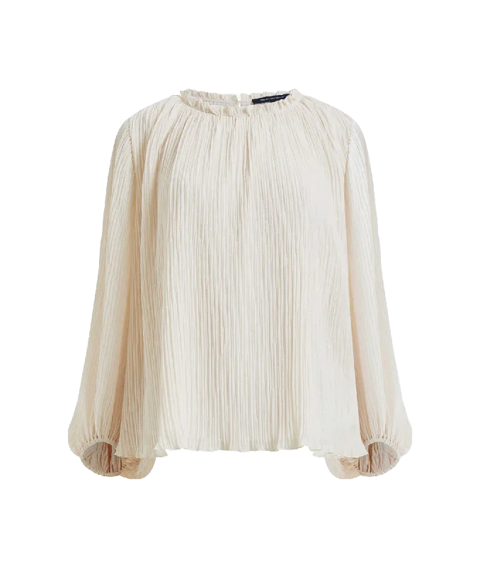 Callie Lurex Pleated Top - Cream