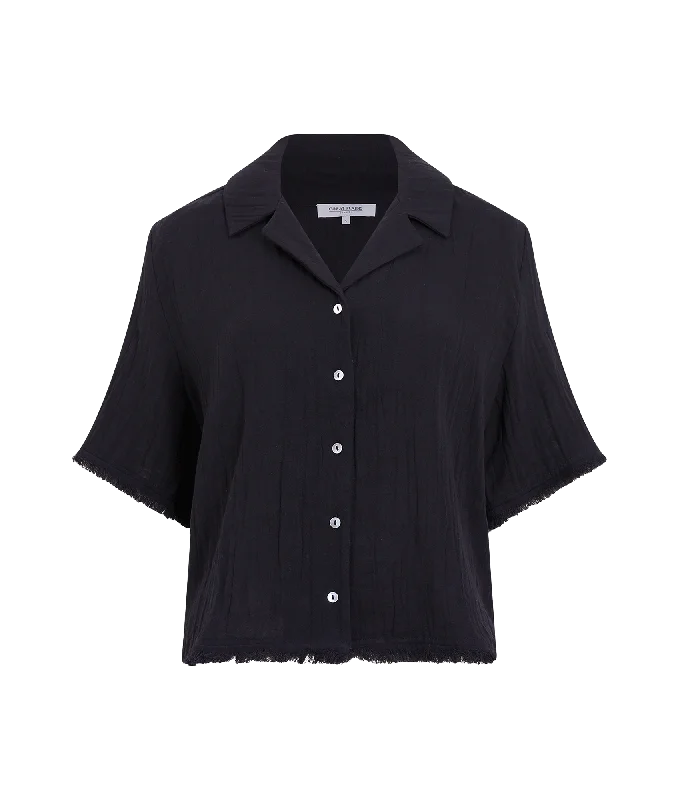 Fray Edge Detail Shirt - Black