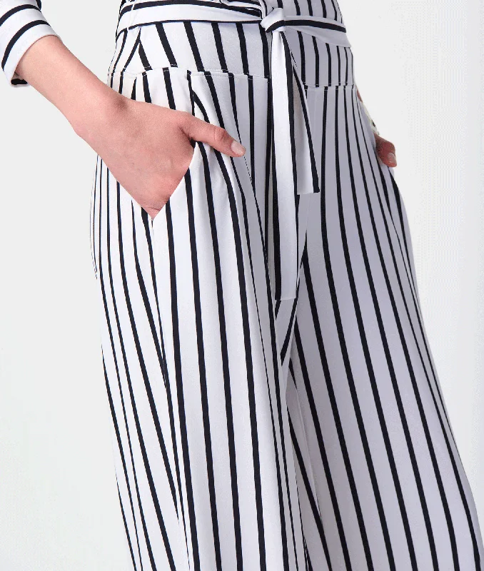 Vertical Stripe Wide Leg Pants Style - White