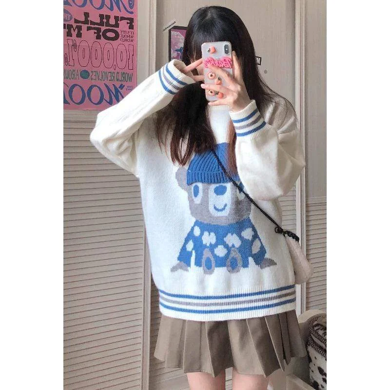 Women's Kawaii Bear Knitted Loose Sweater