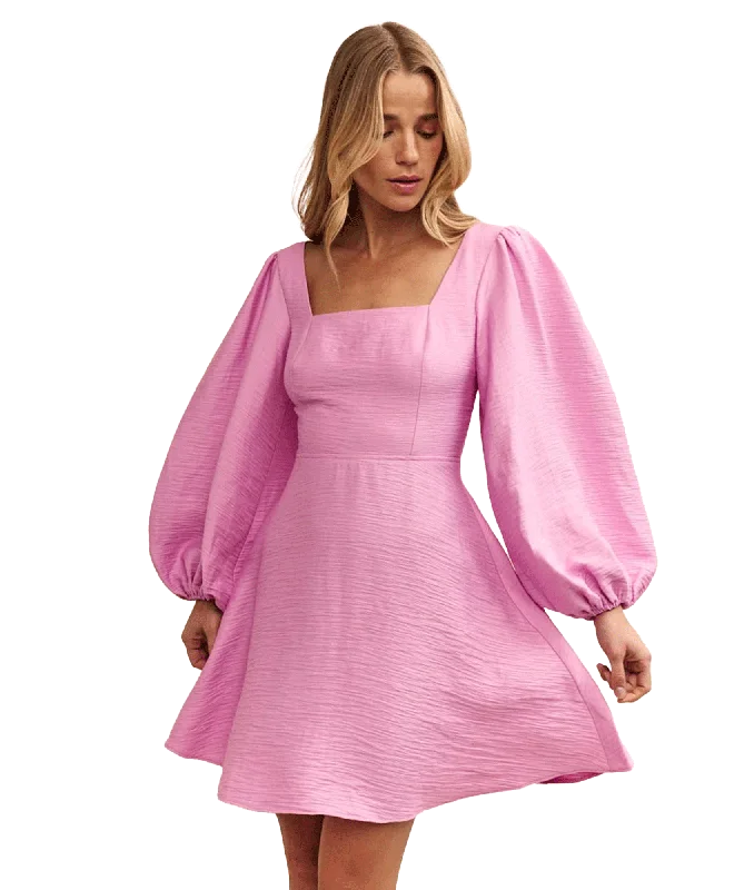 Balloon Sleeve Zola Mini Dress - Pink