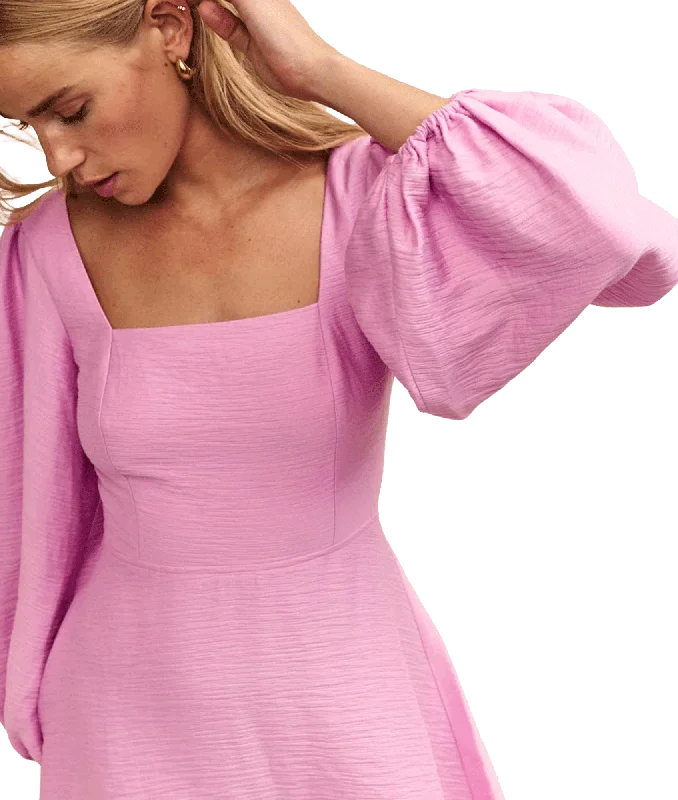 Balloon Sleeve Zola Mini Dress - Pink