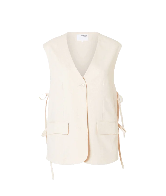 Long Oversized Waistcoat - Beige