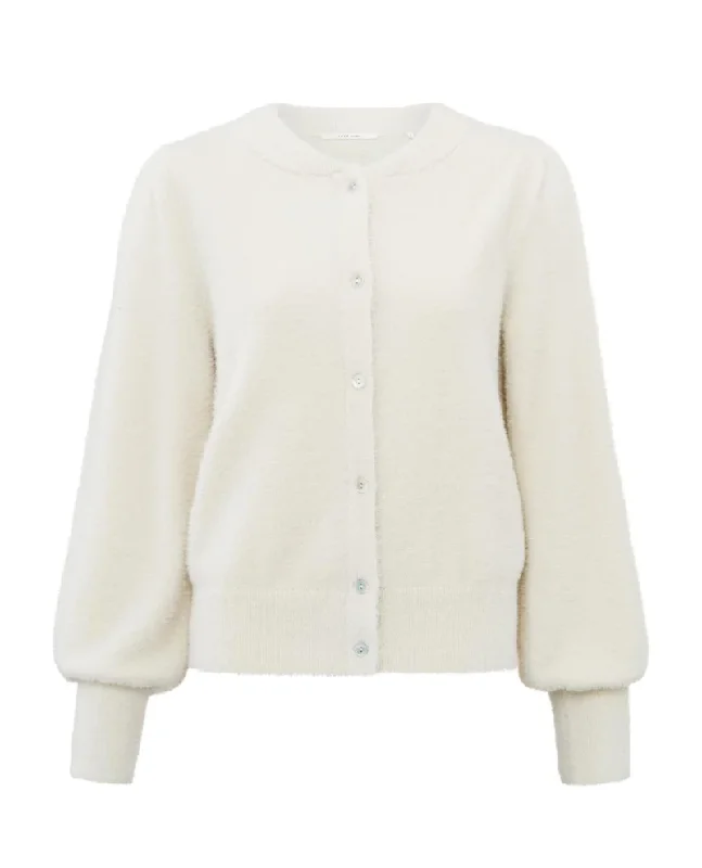 Yaya Chalk White Furry Cardigan