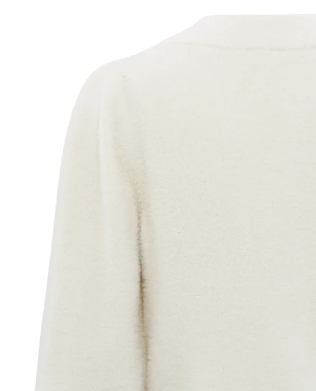 Yaya Chalk White Furry Cardigan