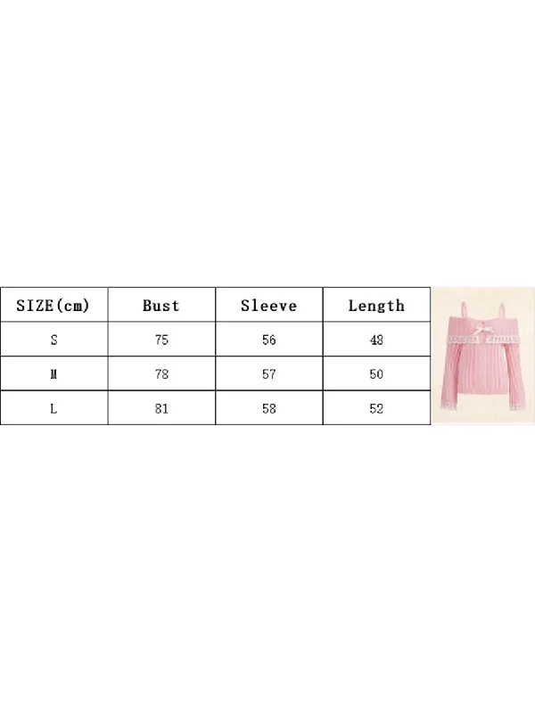 Znbbw sweaters women winter knitwear Cold Shoulder Long Sleeve Contrast Lace Knit Pullovers Bow Front Jumper Tops 0410