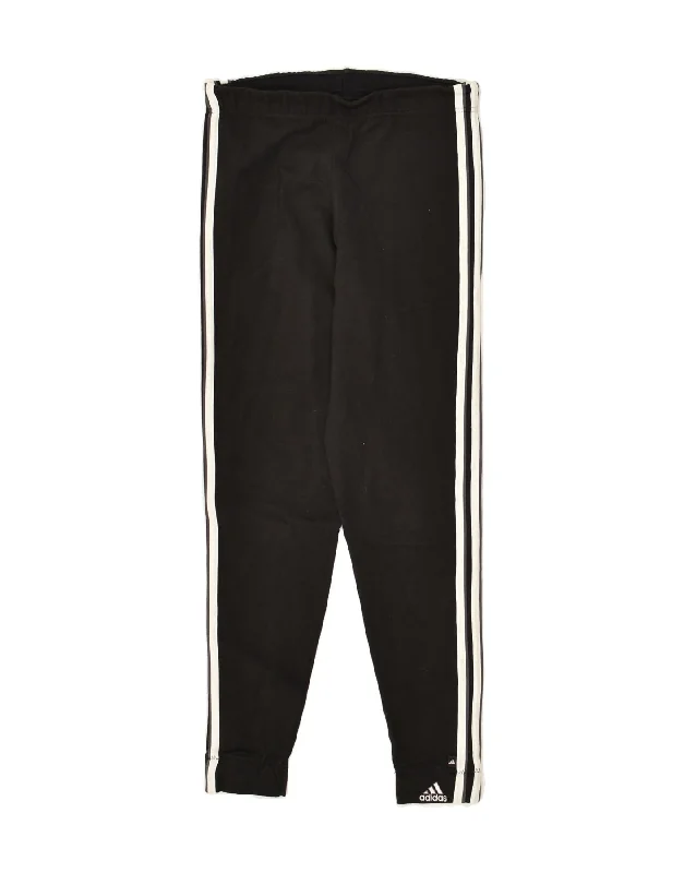 ADIDAS Womens Graphic Tracksuit Trousers UK 12 Medium Black Cotton