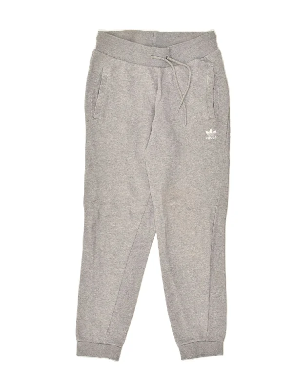 ADIDAS Womens Tracksuit Trousers Joggers UK 8 Small Grey Cotton