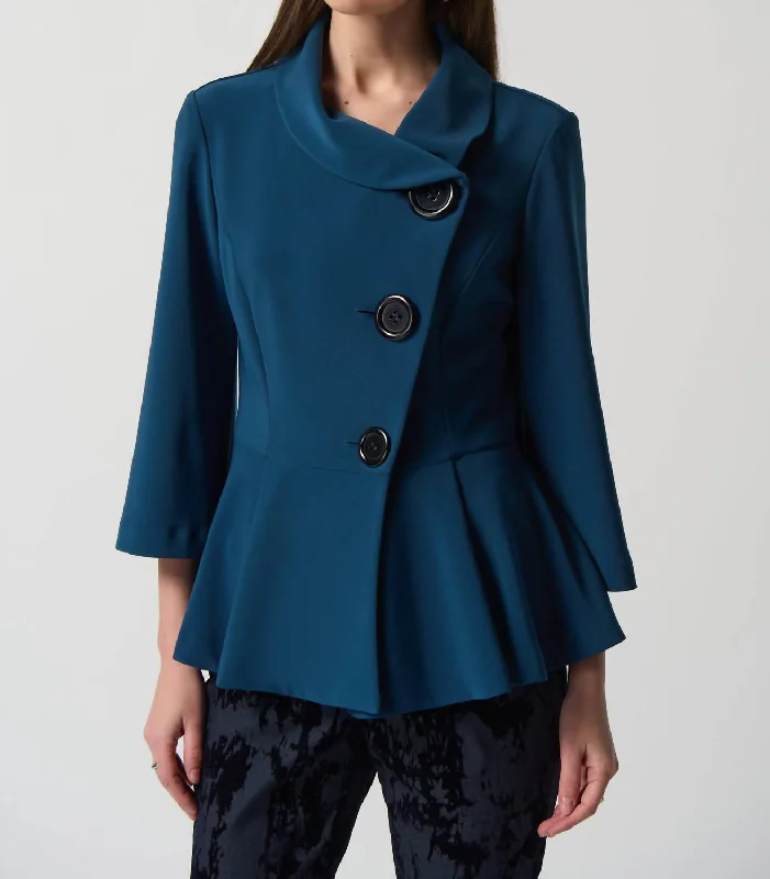 Buttoned Peplum Jacket In Nightfall