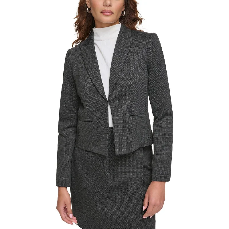 Calvin Klein Womens Heathered Knit Open-Front Blazer