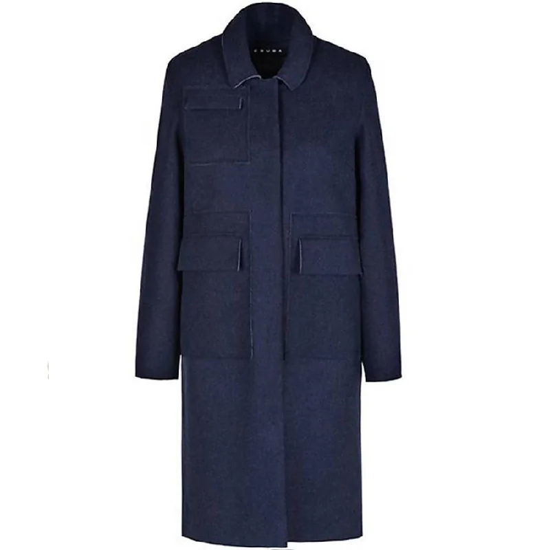 STRAIGHT MERINO WOOL COAT IN MIDNIGHT BLUE