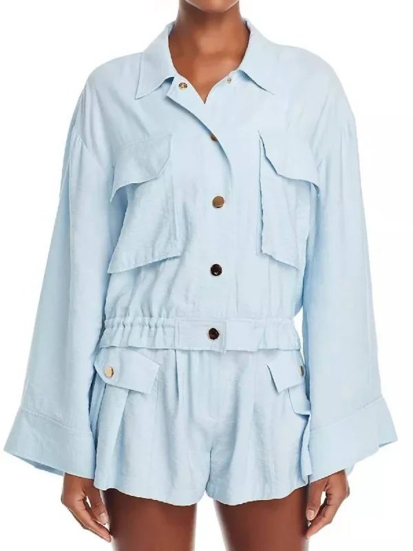 Chelsea Snap Front Jacket In Crystal Blue