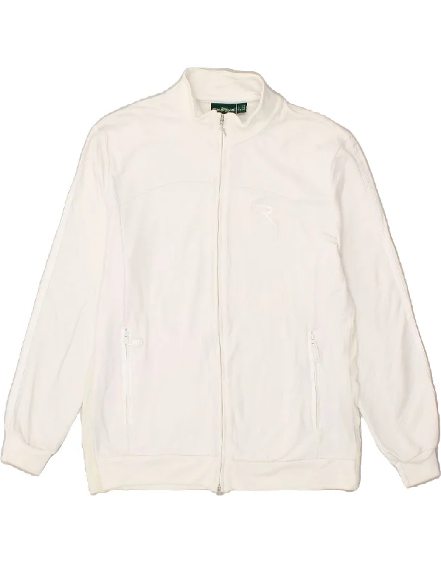 CHERVO Womens Tracksuit Top Jacket IT 44 Medium White Cotton