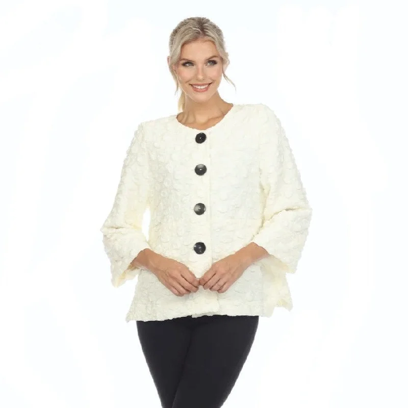 Moonlight Textured Button Front Jacket in Ivory - 3576-IVO - Size S Only!