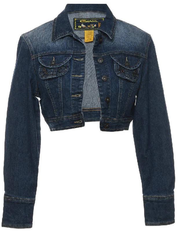 Cropped Y2K Indigo Denim Jacket - S