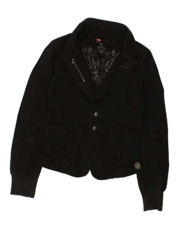 DIESEL Womens Corduroy Jacket UK 12 Medium Black Cotton