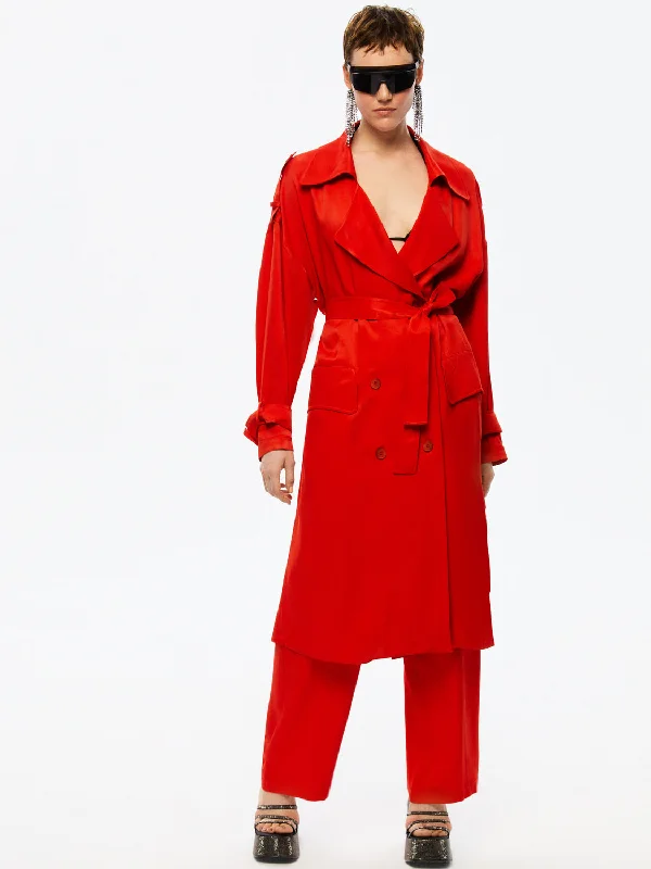 Double-Breasted Belted Trench Coat