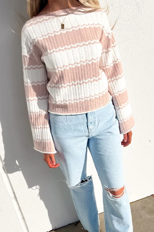 Emmie Knit Pink White