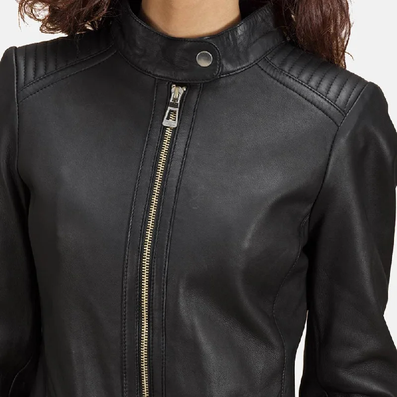 Express Haley Ray Black Leather Biker Jacket for Women