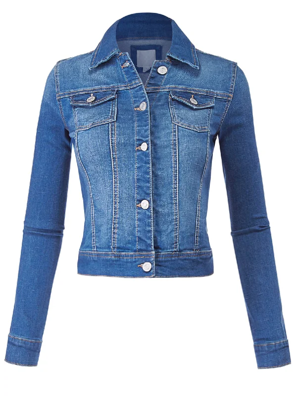 Women's Classic Casual Stretch Fit Denim Jean Jacket (FWJ1029)