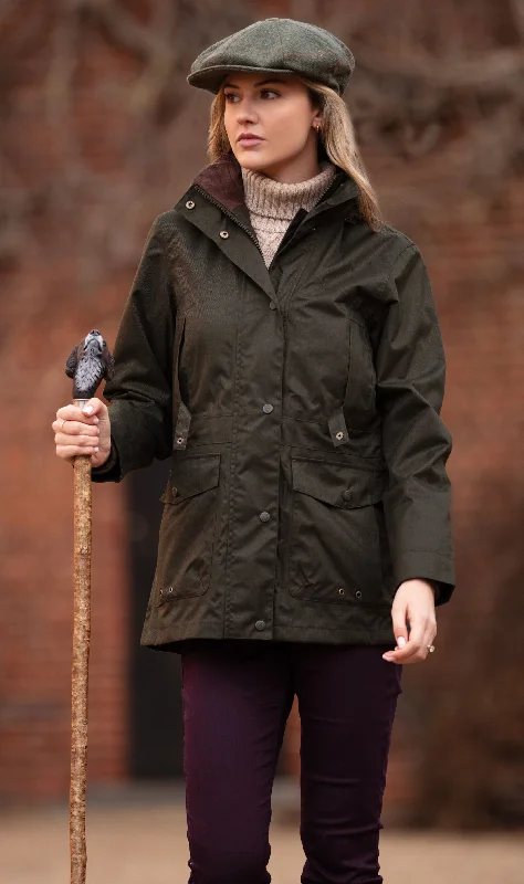 Fernley Ladies Waterproof Field Coat In Woodland